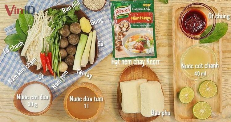 Nguyên liệu chính nấu canh chua chay kiểu Thái