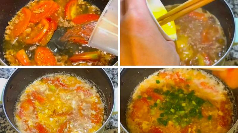 Nấu trứng với canh cà chua