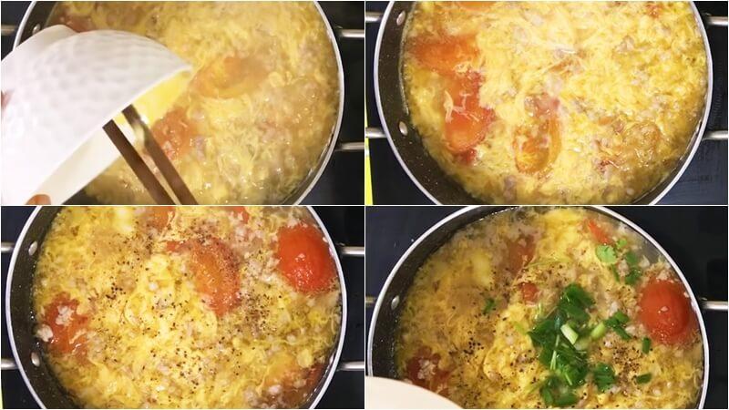 Nấu canh cà chua trứng thịt bò